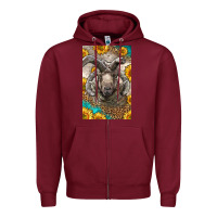 Burgundy Western Navajo Churro Sheep Zipper Hoodie - LillyAllenDesigns