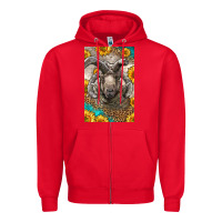 Red Western Navajo Churro Sheep Zipper Hoodie - LillyAllenDesigns