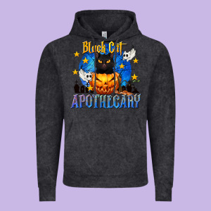 Black Cat Apothecary Vintage Hoodie Designed By Texasbilliewilder