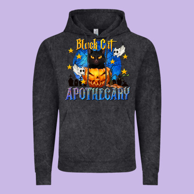 Black Cat Apothecary Vintage Hoodie Designed By Texasbilliewilder