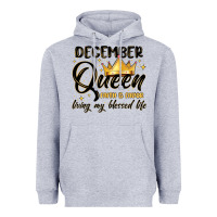 Heather Grey december queen faith and favor living my blessed l Heavyweight Hoodie - MaliasSmallBusiness