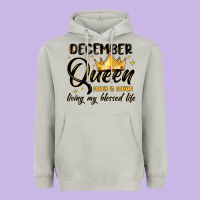 December Queen Faith And Favor Living My Blessed L Heavyweight Hoodie Designed By Maliassmallbusiness