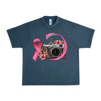 Midnight Navy floral cancer ribbon vintage camera Urban Heavy Tee - FaDigitalArtStudio