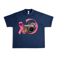 Navy floral cancer ribbon vintage camera Urban Heavy Tee - FaDigitalArtStudio