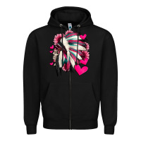 Black indian headdress with hearts valentine's day Zipper Hoodie - Jasminsmagicworld