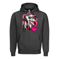 Charcoal Heather indian headdress with hearts valentine's day Zipper Hoodie - Jasminsmagicworld