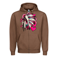 Chestnut indian headdress with hearts valentine's day Zipper Hoodie - Jasminsmagicworld