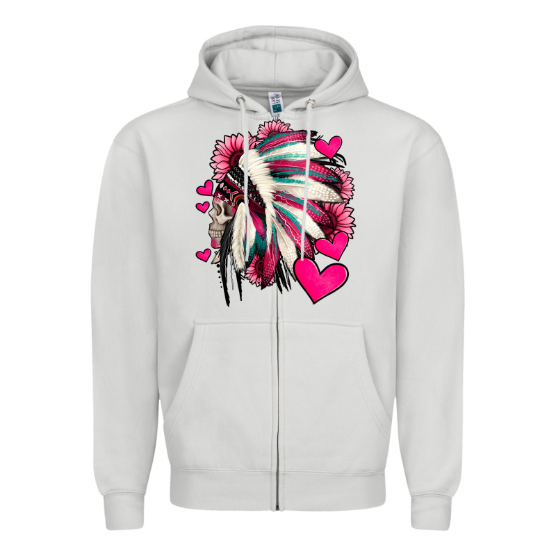 Indian Headdress With Hearts Valentine's Day Zipper Hoodie by Jasminsmagicworld | Teevron