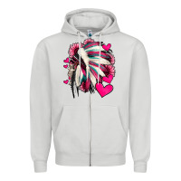 Dove Grey indian headdress with hearts valentine's day Zipper Hoodie - Jasminsmagicworld