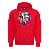 Red indian headdress with hearts valentine's day Zipper Hoodie - Jasminsmagicworld