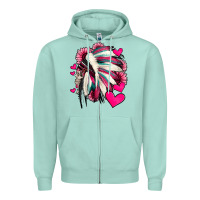 Seafoam indian headdress with hearts valentine's day Zipper Hoodie - Jasminsmagicworld