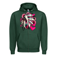 Sports Green indian headdress with hearts valentine's day Zipper Hoodie - Jasminsmagicworld