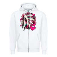 White indian headdress with hearts valentine's day Zipper Hoodie - Jasminsmagicworld
