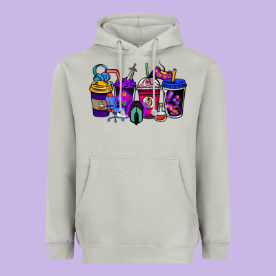 Gaming Coffee Cups Heavyweight Hoodie Designed By Nancycooperartshop