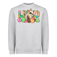 Heather Grey Hop Rabbit Easter Heavyweight Sweatshirt - Neo Western