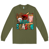 Army Green 'tis the season baseball game Long Sleeve Tee - Jasminsmagicworld