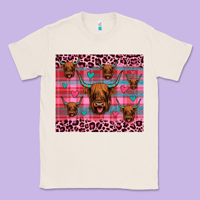 Highland Cow Valentines Classic Tee Designed By Jahusdesignshop