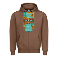 Chestnut mom hereford cattle sunflowers on tooled leather slim can cooler Zipper Hoodie - BarkalooDesign