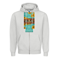 Dove Grey mom hereford cattle sunflowers on tooled leather slim can cooler Zipper Hoodie - BarkalooDesign