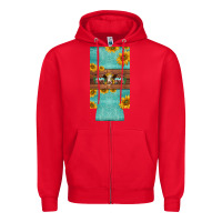 Red mom hereford cattle sunflowers on tooled leather slim can cooler Zipper Hoodie - BarkalooDesign