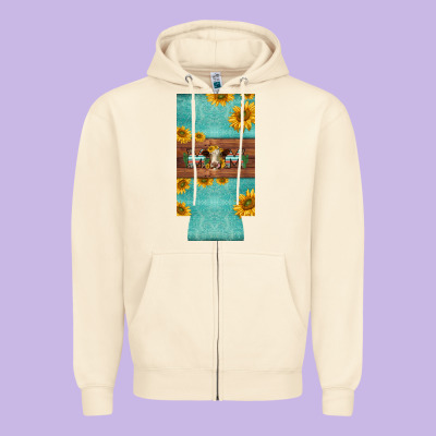 Mom Hereford Cattle Sunflowers On Tooled Leather Slim Can Cooler Zipper Hoodie Designed By Barkaloodesign