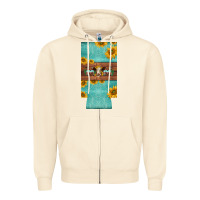 Sandshell mom hereford cattle sunflowers on tooled leather slim can cooler Zipper Hoodie - BarkalooDesign