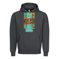 Smoke mom hereford cattle sunflowers on tooled leather slim can cooler Zipper Hoodie - BarkalooDesign