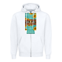 White mom hereford cattle sunflowers on tooled leather slim can cooler Zipper Hoodie - BarkalooDesign