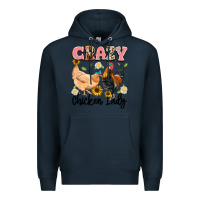 Navy crazy chicken lady Premium Hoodie - Artiststas