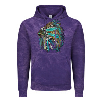 Cloud Purple indian feather headdress with western  patterns Vintage Hoodie - RanaPortraitStore