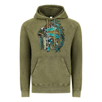 Vintage Olive indian feather headdress with western  patterns Vintage Hoodie - RanaPortraitStore