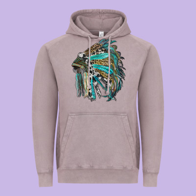 Indian Feather Headdress With Western  Patterns Vintage Hoodie Designed By Ranaportraitstore