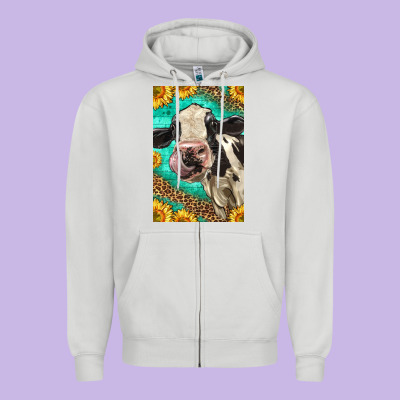 Western Holstein Cow Zipper Hoodie Designed By Lillyallendesigns