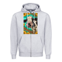Heather Grey Western Holstein Cow Zipper Hoodie - LillyAllenDesigns