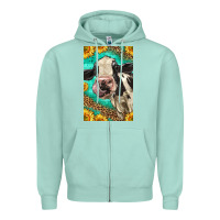 Seafoam Western Holstein Cow Zipper Hoodie - LillyAllenDesigns