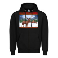 Black christmas reindeer red barn country farm christmas Zipper Hoodie - BarkalooDesign