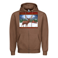 Chestnut christmas reindeer red barn country farm christmas Zipper Hoodie - BarkalooDesign