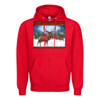 Red christmas reindeer red barn country farm christmas Zipper Hoodie - BarkalooDesign