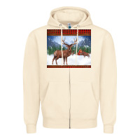 Sandshell christmas reindeer red barn country farm christmas Zipper Hoodie - BarkalooDesign