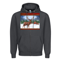 Smoke christmas reindeer red barn country farm christmas Zipper Hoodie - BarkalooDesign