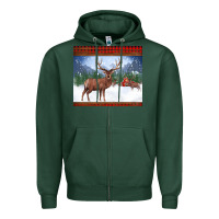 Sports Green christmas reindeer red barn country farm christmas Zipper Hoodie - BarkalooDesign