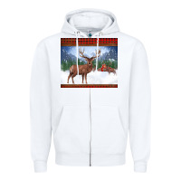 White christmas reindeer red barn country farm christmas Zipper Hoodie - BarkalooDesign