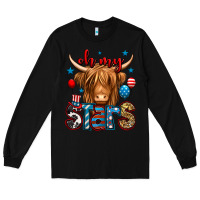 Black oh my stars 4th of july shaggy cow Long Sleeve Tee - Jasminsmagicworld