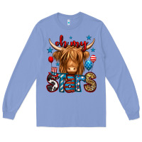 Colony Blue oh my stars 4th of july shaggy cow Long Sleeve Tee - Jasminsmagicworld