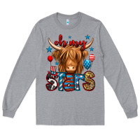 Heather Grey oh my stars 4th of july shaggy cow Long Sleeve Tee - Jasminsmagicworld