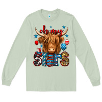 Matcha oh my stars 4th of july shaggy cow Long Sleeve Tee - Jasminsmagicworld