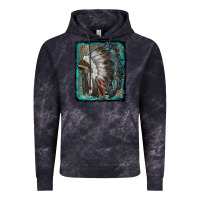 Cloud Black indian feather headdress with leopard background Vintage Hoodie - RanaPortraitStore