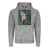 Cloud Rock indian feather headdress with leopard background Vintage Hoodie - RanaPortraitStore