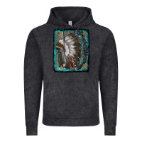 Vintage Black indian feather headdress with leopard background Vintage Hoodie - RanaPortraitStore