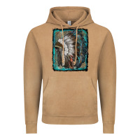 Vintage Camel indian feather headdress with leopard background Vintage Hoodie - RanaPortraitStore